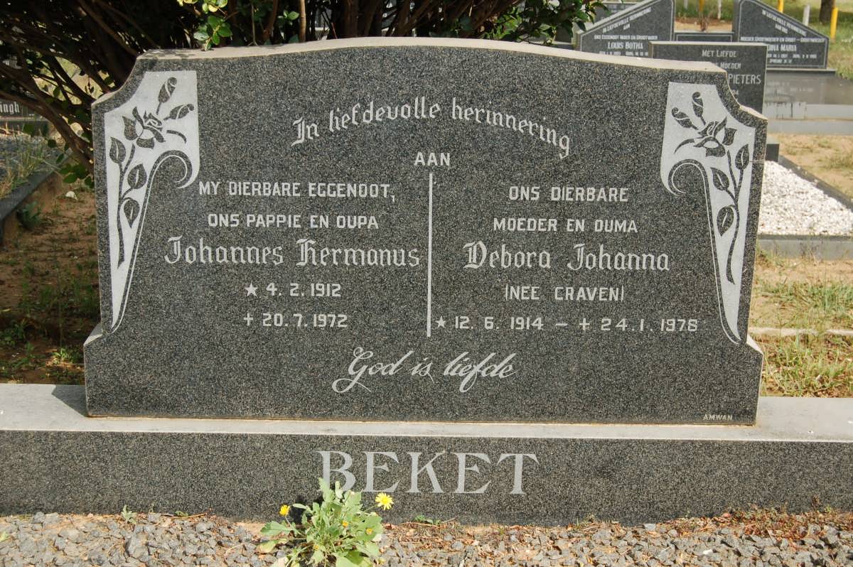 BEKET Johannes Hermanus 1912-1972 &amp; Debora Johanna CRAVEN 1914-1976