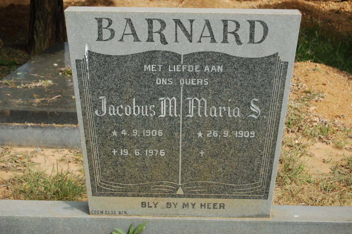 BARNARD Jacobus M. 1906-1976 &amp; Maria S. 1909-