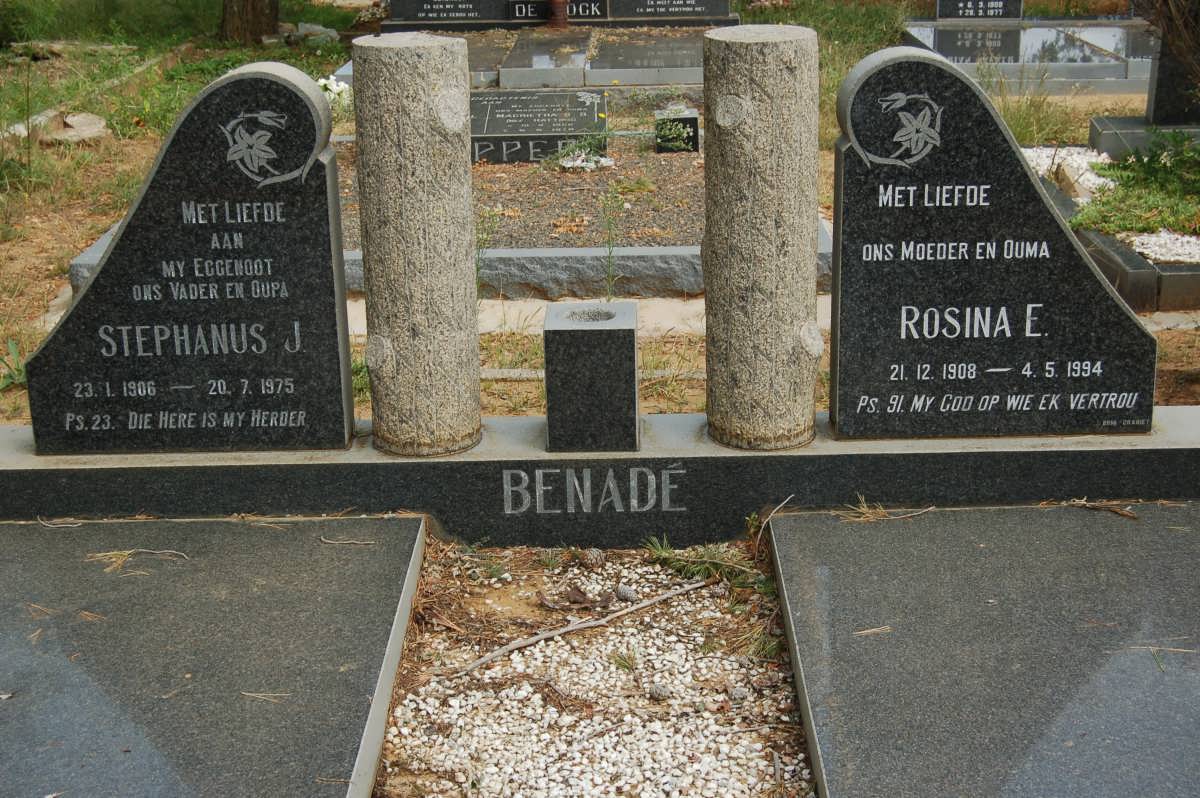 BENADE Stephanus J. 1906-1975 &amp; Rosina E. 1908-1994
