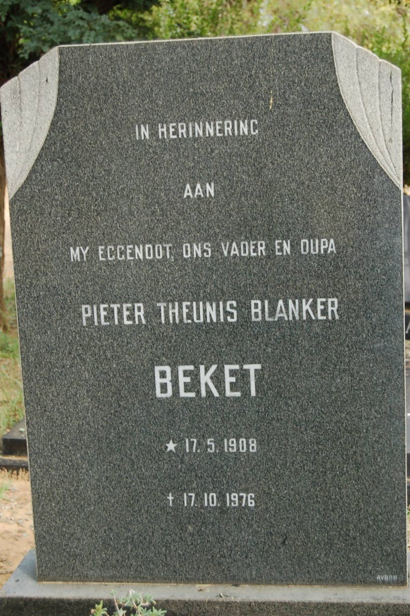 BEKET Pieter Theunis Blanker 1908-1976
