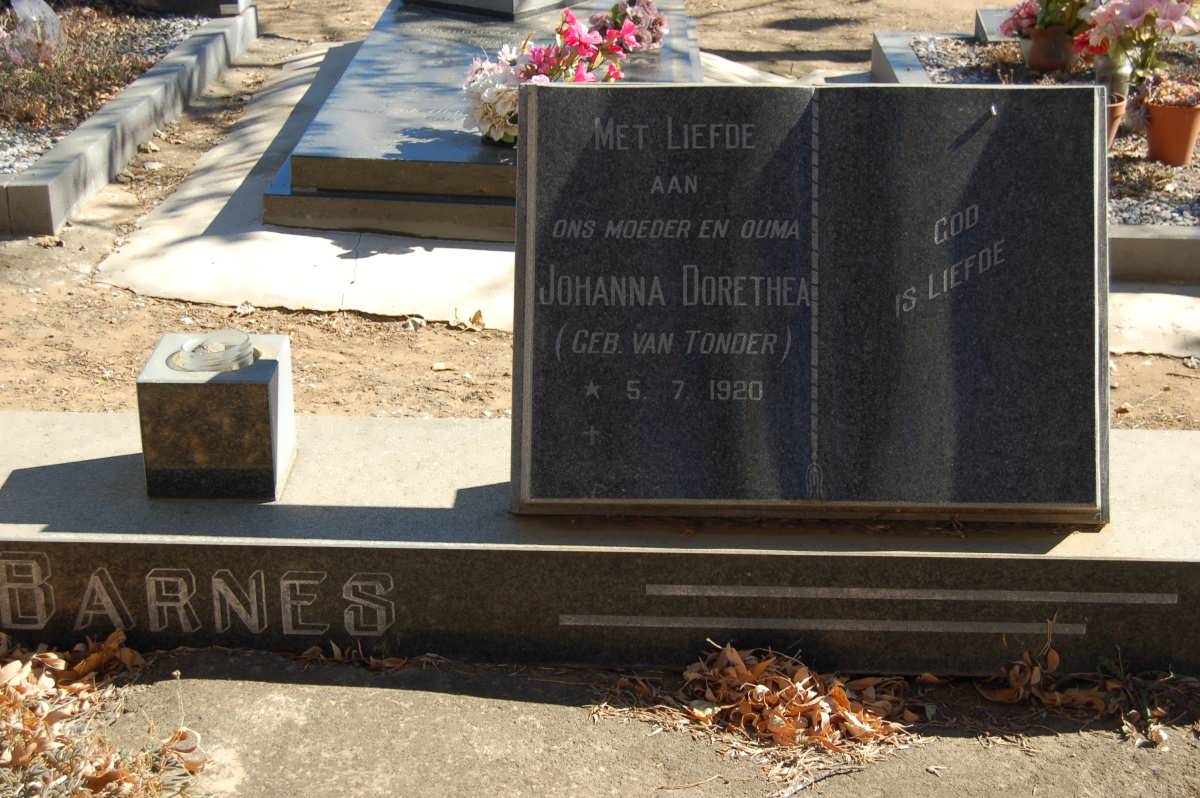 BARNES Ernest 1922-1989 &amp; Johanna Dorethea VAN TONDER 1920-