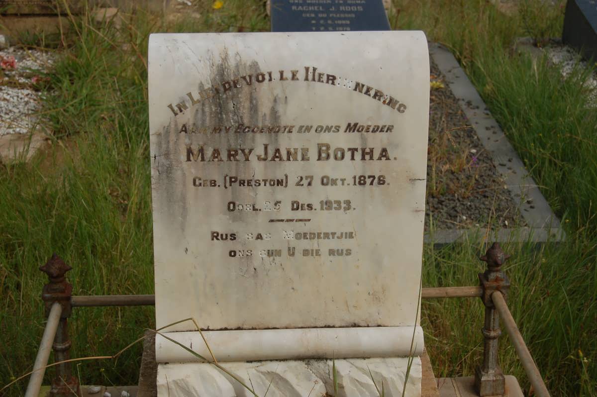 BOTHA Mary Jane nee PRESTON 1876-1933 