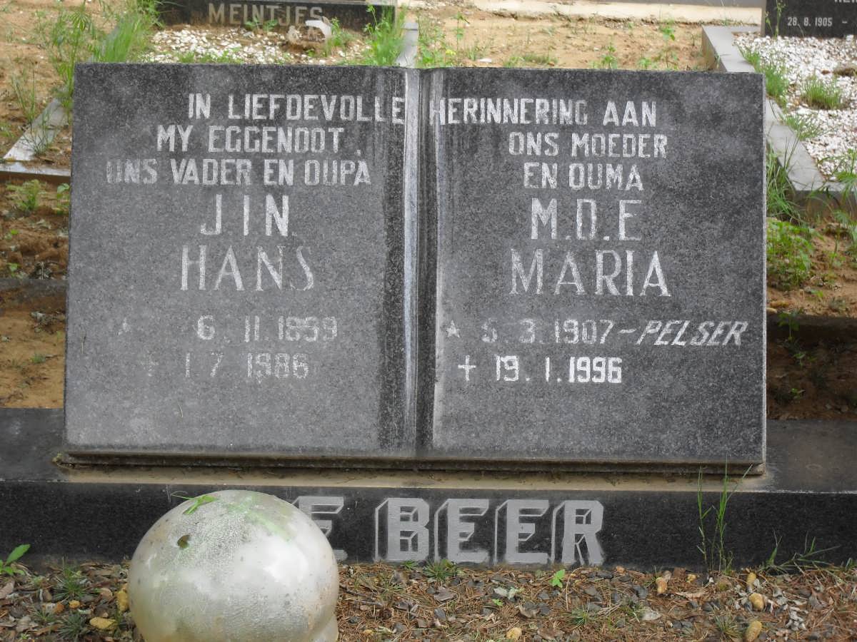 BEER J.I.N., de 1899-1986 &amp; M.D.E. PELSER 1907-1996