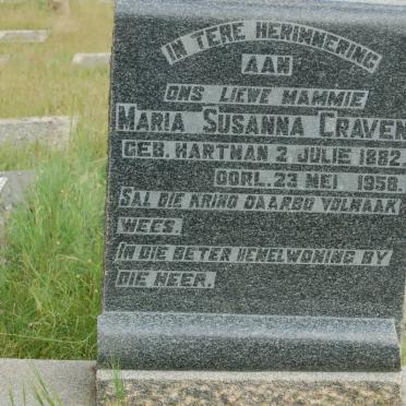 CRAVEN Maria Susanna nee HARTMAN 1882-1958