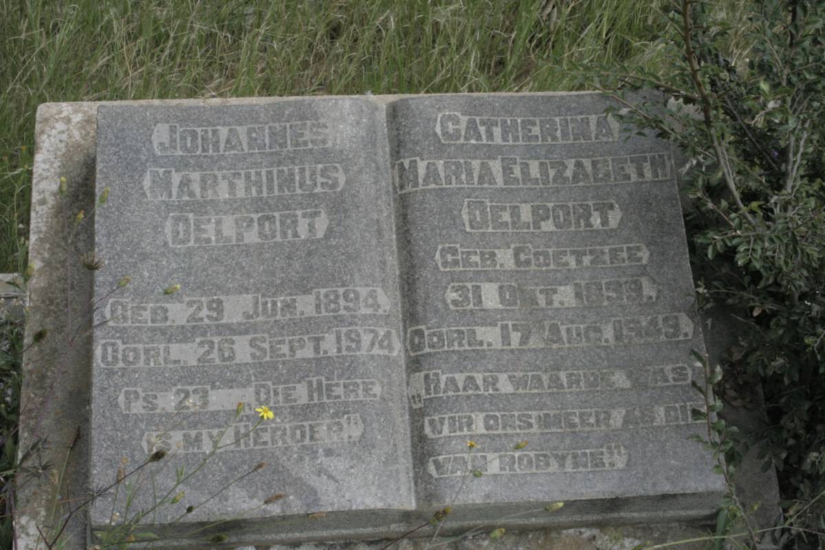 DELPORT Johannes Marthinus 1894-1974 &amp; Catherina Maria Elizabeth COETZEE 1899-1949