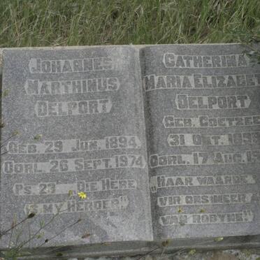DELPORT Johannes Marthinus 1894-1974 &amp; Catherina Maria Elizabeth COETZEE 1899-1949