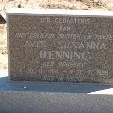 HENNING Avis Susanna nee BOBBERT 1914-1995