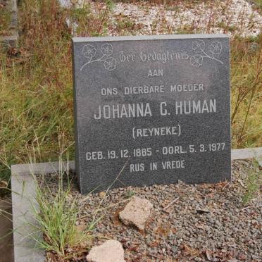 HUMAN Johanna C. nee REYNEKE 1885-1977