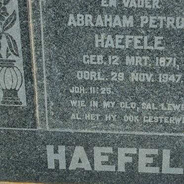 HAEFELE Abraham Petrus 1871-1947