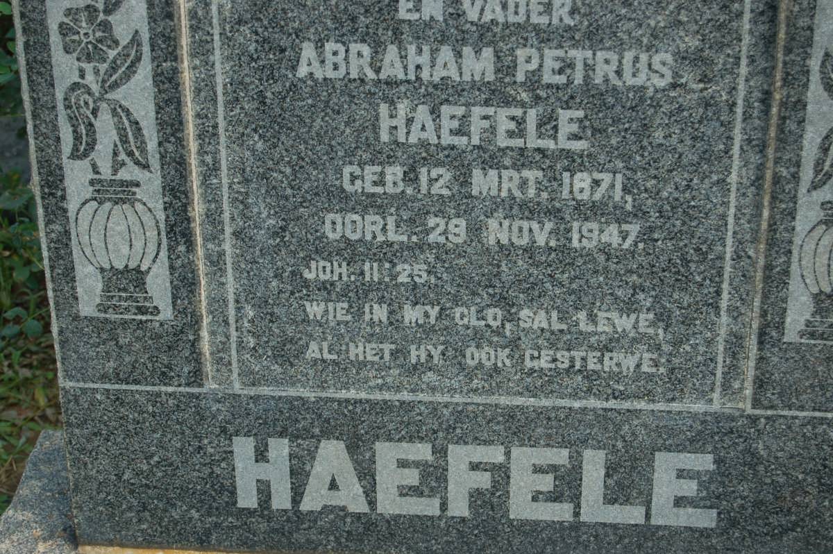 HAEFELE Abraham Petrus 1871-1947