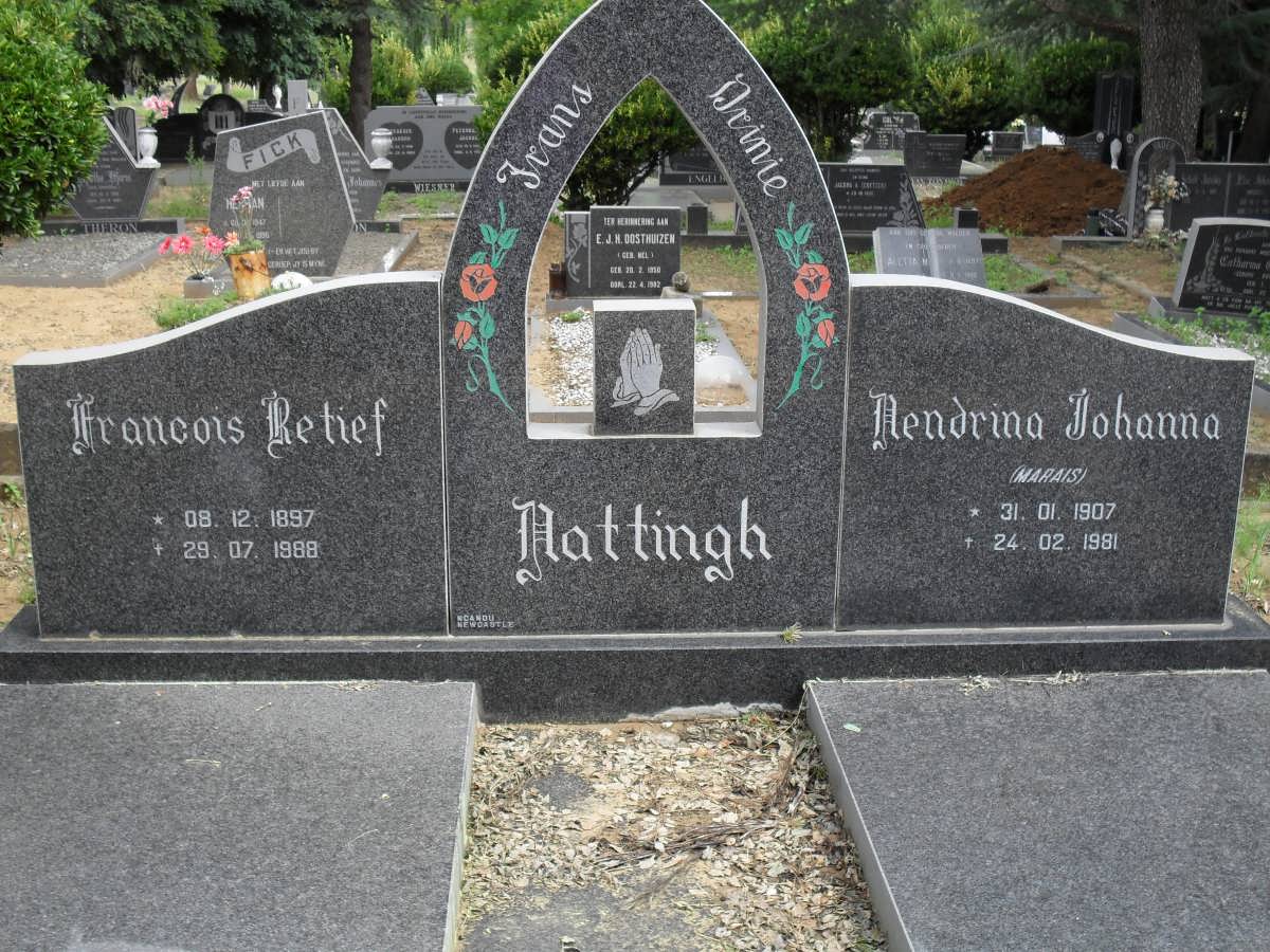 HATTINGH Francois Retief 1897-1988 &amp; Hendrina Johanna MARAIS 1907-1981
