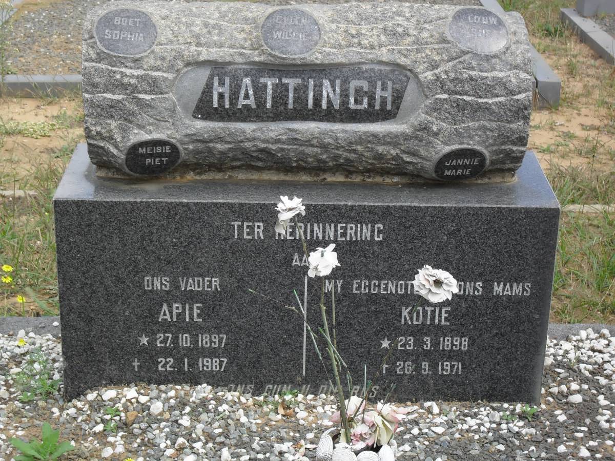 HATTINGH Apie 1897-1987 &amp; Kotie 1898-1971