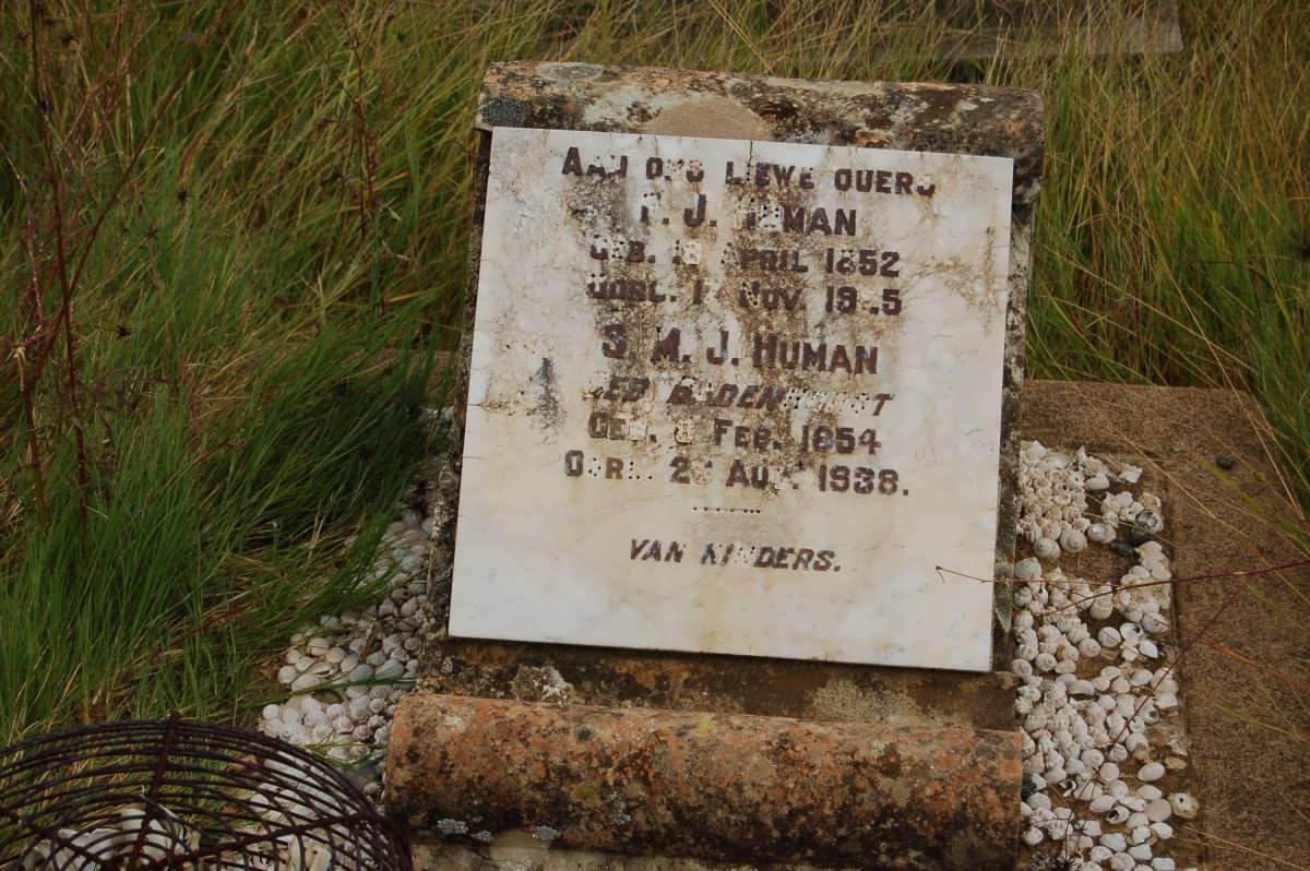 HUMAN P.J. 1852-1925 &amp; S.M.J. BADENHORST 1854-1938