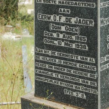 JAGER C.F., de 1865-1938 &amp; M.M. VAN NIEKERK 1870-1950