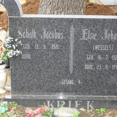 KRIEK Schalk Jacobus 1921- &amp; Elsie Johanna WESSELS 1921-1994