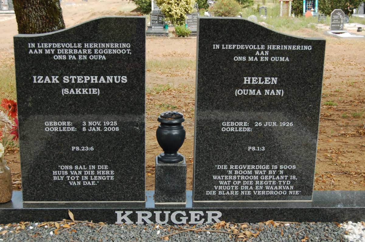 KRUGER Izak Stephanus 1925-2008 &amp; Helen 1926-