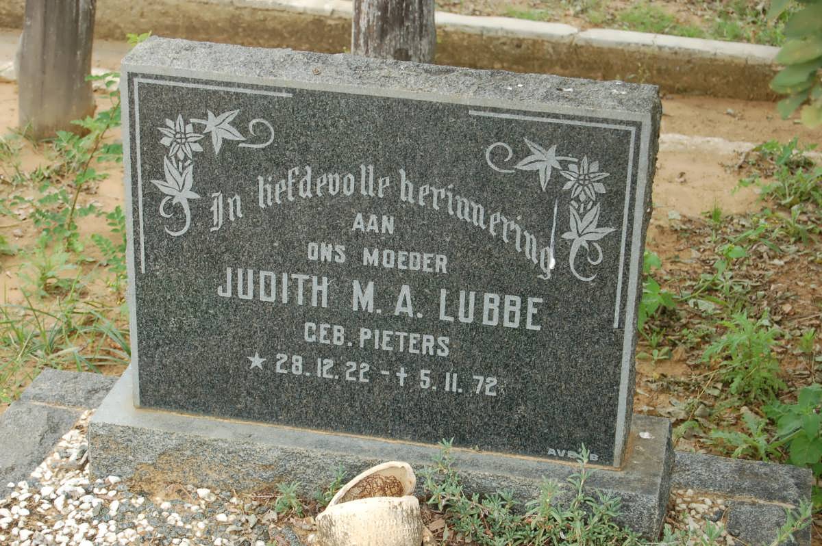 LUBBE Judith M.A. nee PIETERS 1922-1972