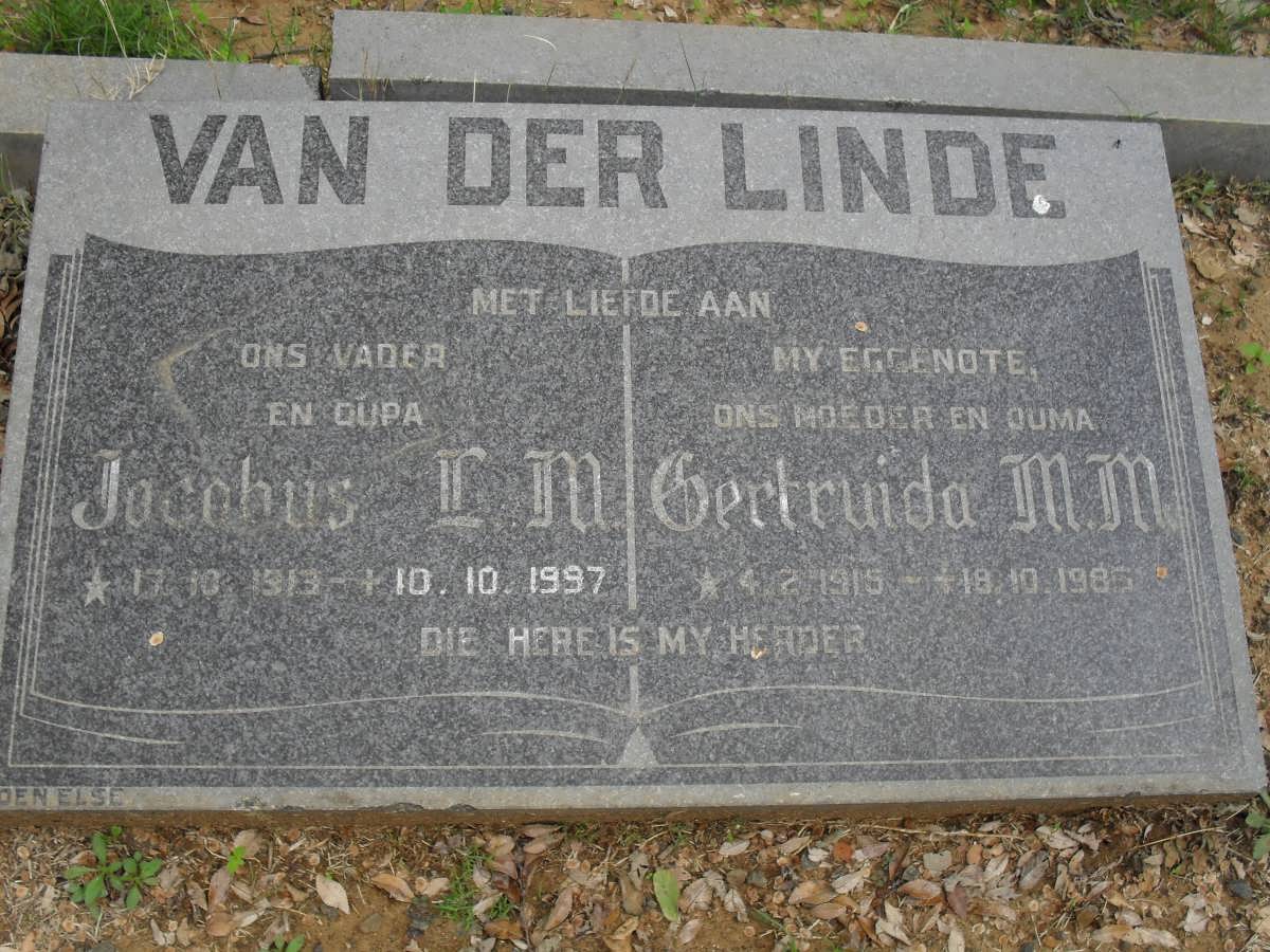 LINDE Jacobus L.M., van der 1913-1997 &amp; Gertruida M.M. 1915-198?