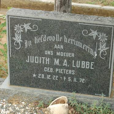 LUBBE Judith M.A. nee PIETERS 1922-1972