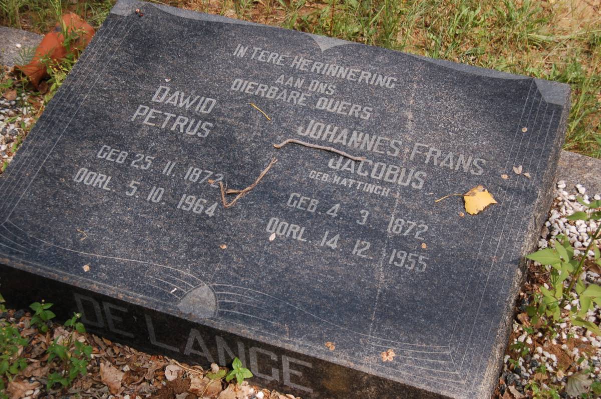 LANGE Dawid Petrus, de 1872-1964 &amp; Johannes Frans Jacobus HATTINGH 1872-1955