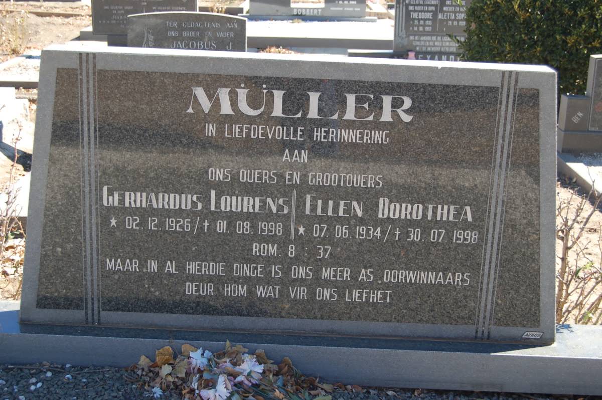 MüLLER Gerhardus Lourens 1926-1998 &amp; Ellen Dorothea 1934-1998