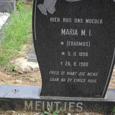 MEINTJES Maria M.I. nee ERASMUS 1898-1980