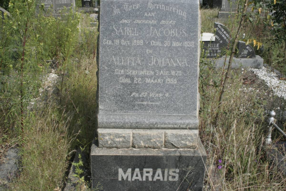 MARAIS Sarel Jacobus 1889-1938 &amp; Aletta Johanna SERFONTEIN 1878-1955