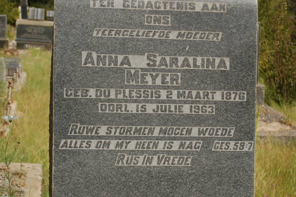 MEYER Anna Saralina nee DU PLESSIS 1876-1963