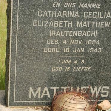 MATTHEWS Catharina Cecilia Elizabeth nee RAUTENBACH 1894-1943