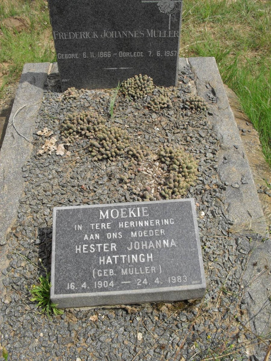 MULLER Frederick Johannes 1866-1957 :: HATTINGH Hester Johanna nee MüLLER 1904-1983