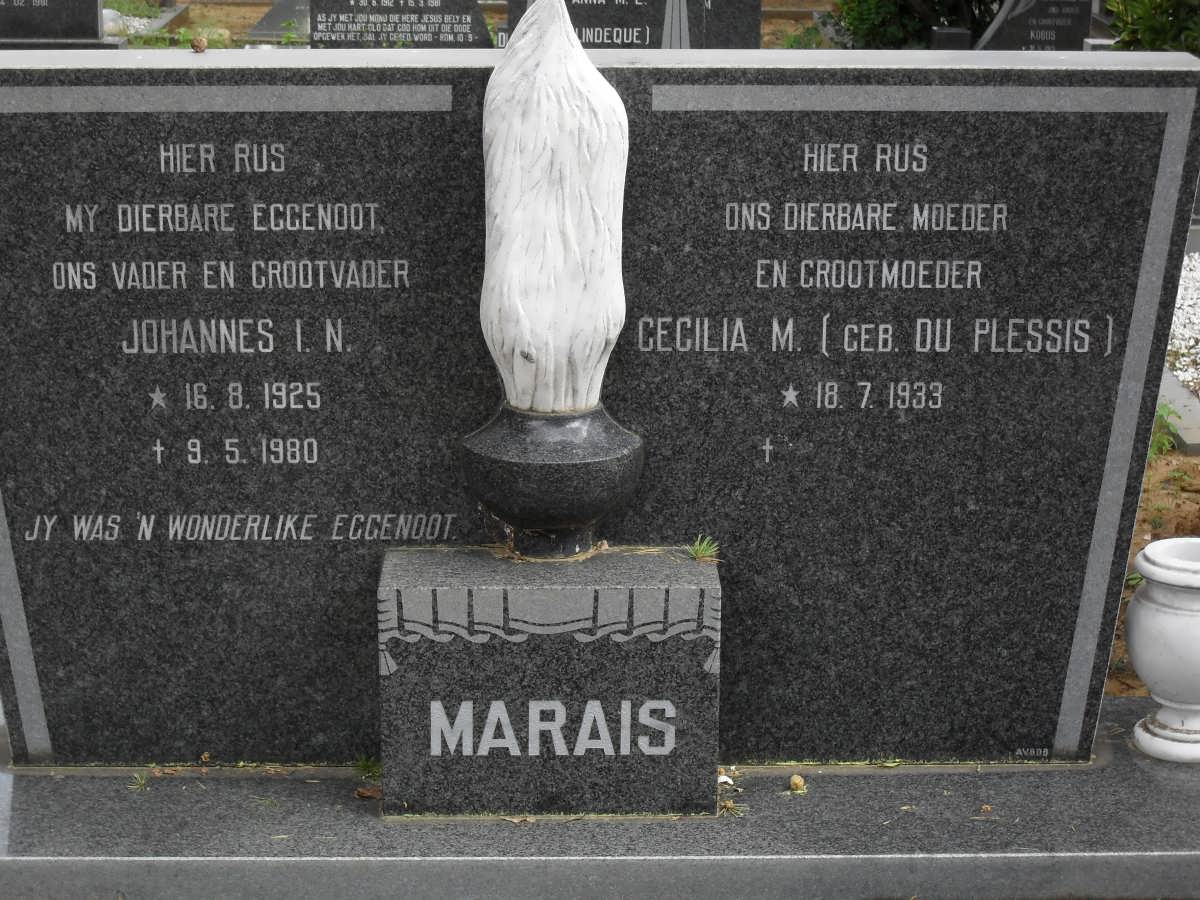 MARAIS Johannes I.N. 1925-1980 &amp; Cecilia M. DU PLESSIS 1933-