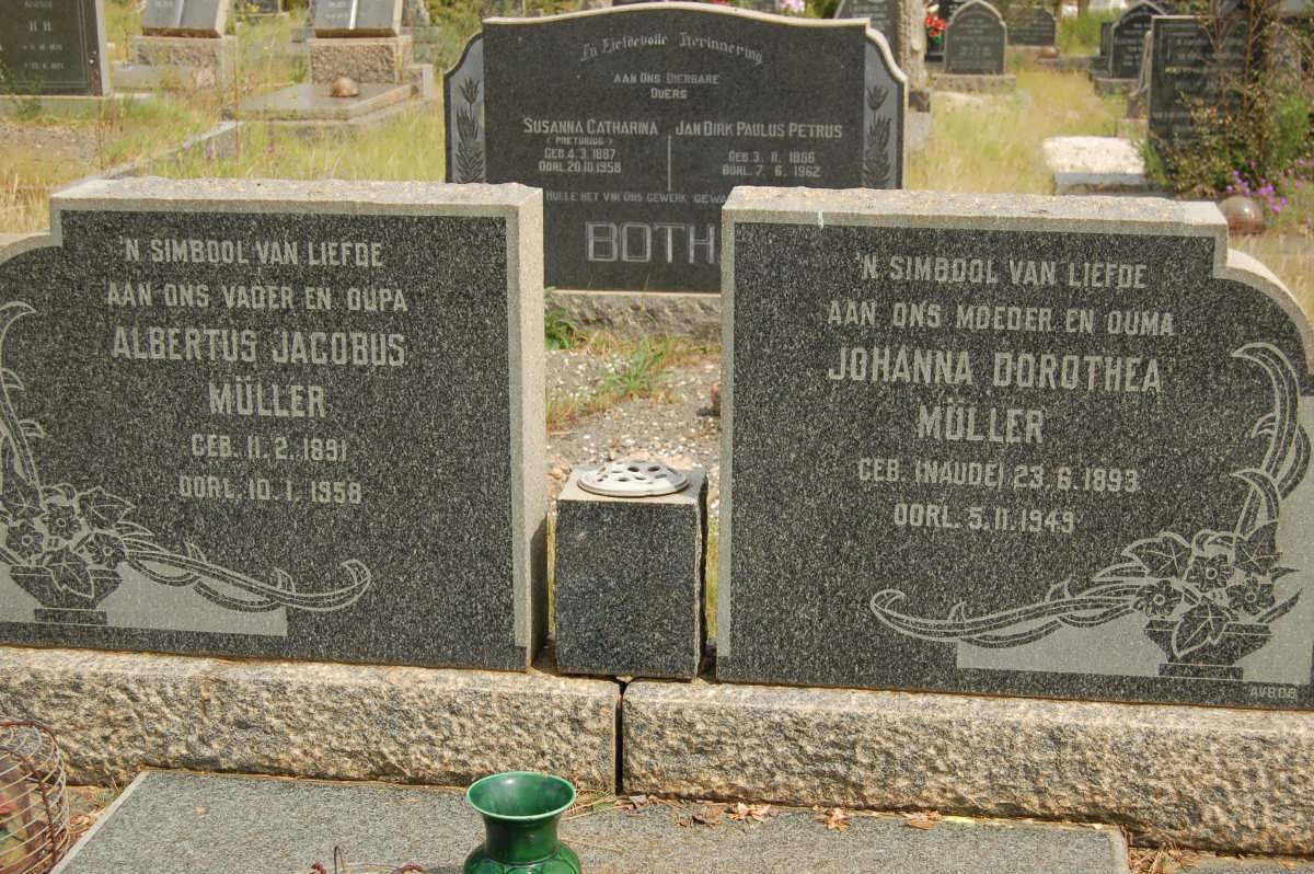 MüLLER Albertus Jacobus 1891-1958 &amp; Johanna Dorothea NAUDE 1893-1949