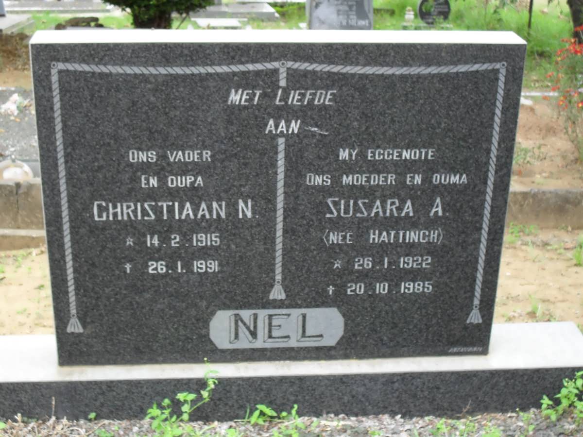NEL Christiaan N. 1915-1991 &amp; Susara A. HATTINGH 1922-1985