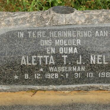 NEL Aletta T.J. nee WASSERMAN 1928-1987