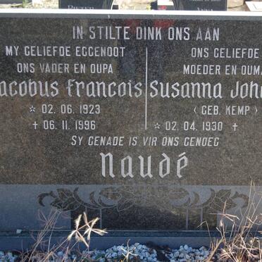 NAUDé Jacobus Francois 1923-1996 &amp; Susanna Johanna KEMP 1930-