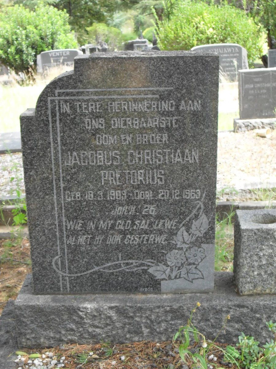 PRETORIUS Jacobus Christiaan 1909-1963