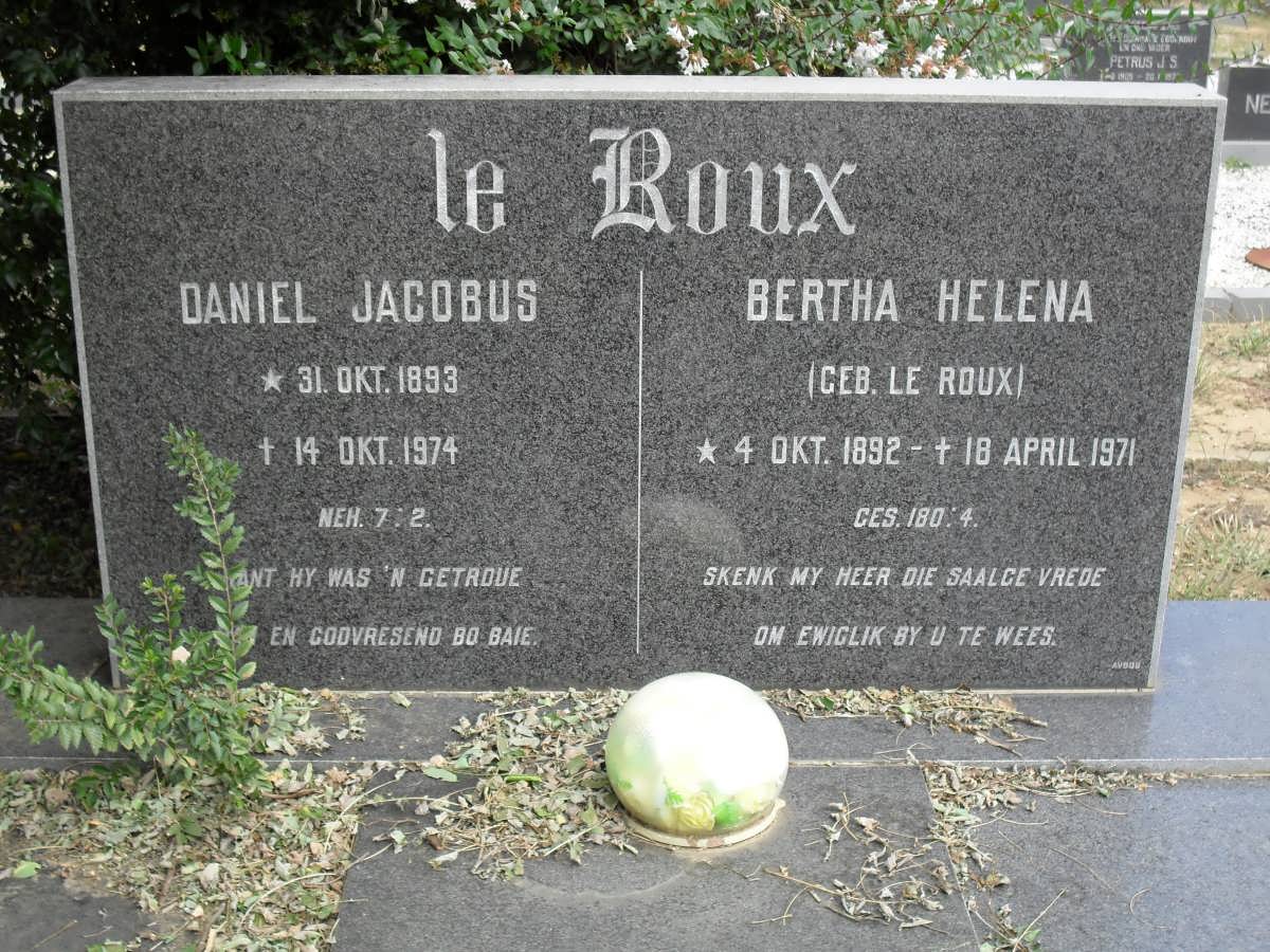 ROUX Daniel Jacobus, le 1893-1974 &amp; Bertha Helena LE ROUX 1892-1971