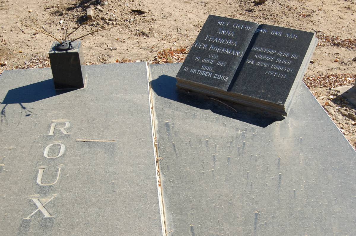 ROUX Ferdinand Kimberley Smartenryk 1915-1992 &amp; Anna Francina BORNMAN 1915-2003