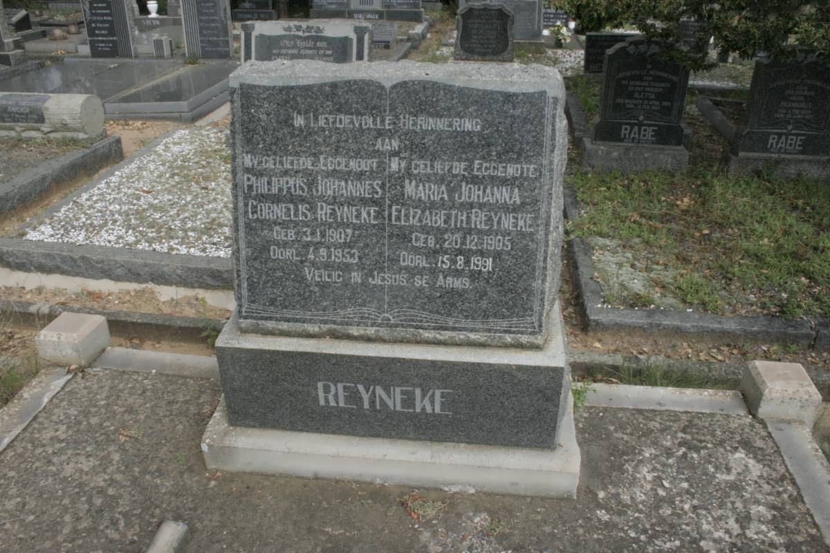 REYNEKE Philippus Johannes Cornelis 1907-1953 &amp; Maria Johanna Elizabeth 1905-1991