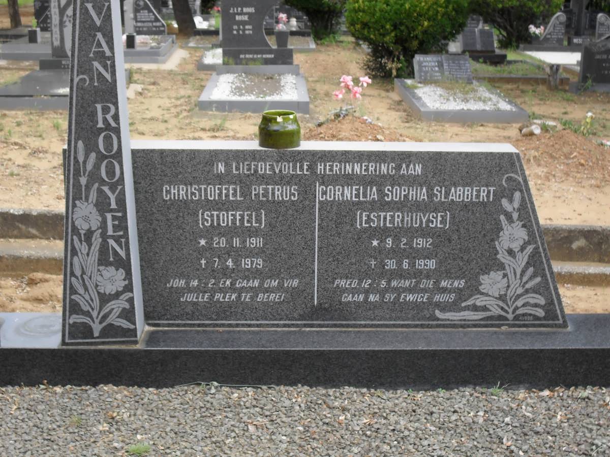 ROOYEN Christoffel Petrus, van 1911-1979 &amp; Cornelia Sophia Slabbert ESTERHUYSE 1912-1990