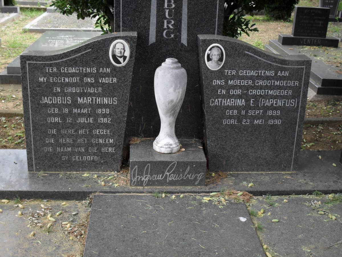 RENSBURG Jacobus Marthinus, jansen van 1898-1982 &amp; Catharina E. PAPENFUS 1899-1990