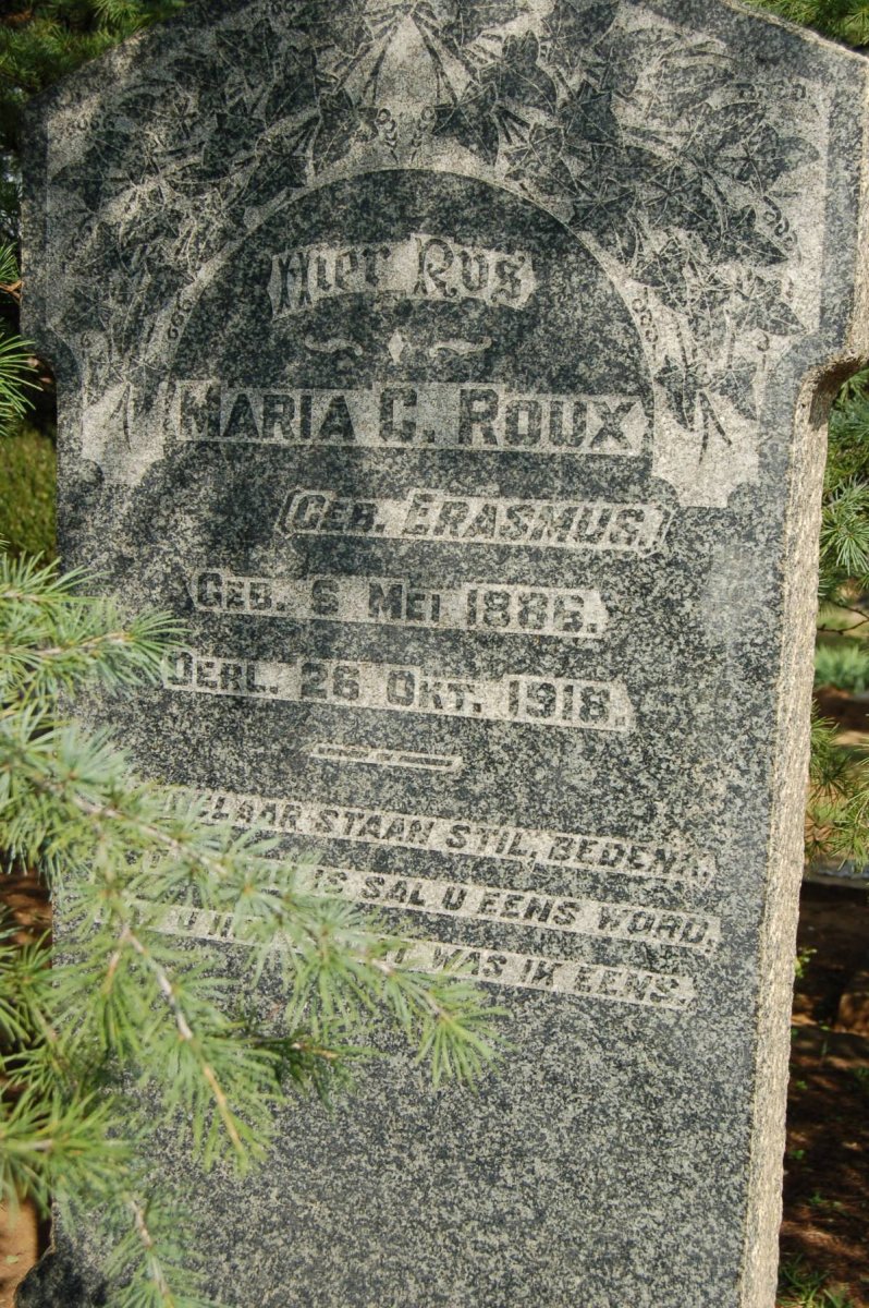 ROUX Maria C. nee ERASMUS 1886-1918