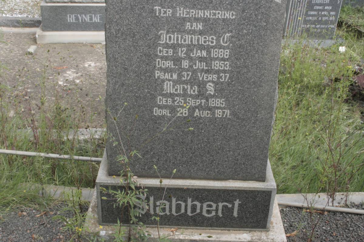 SLABBERT Johannes C. 1888-1953 &amp; Maria S. 1885-1971