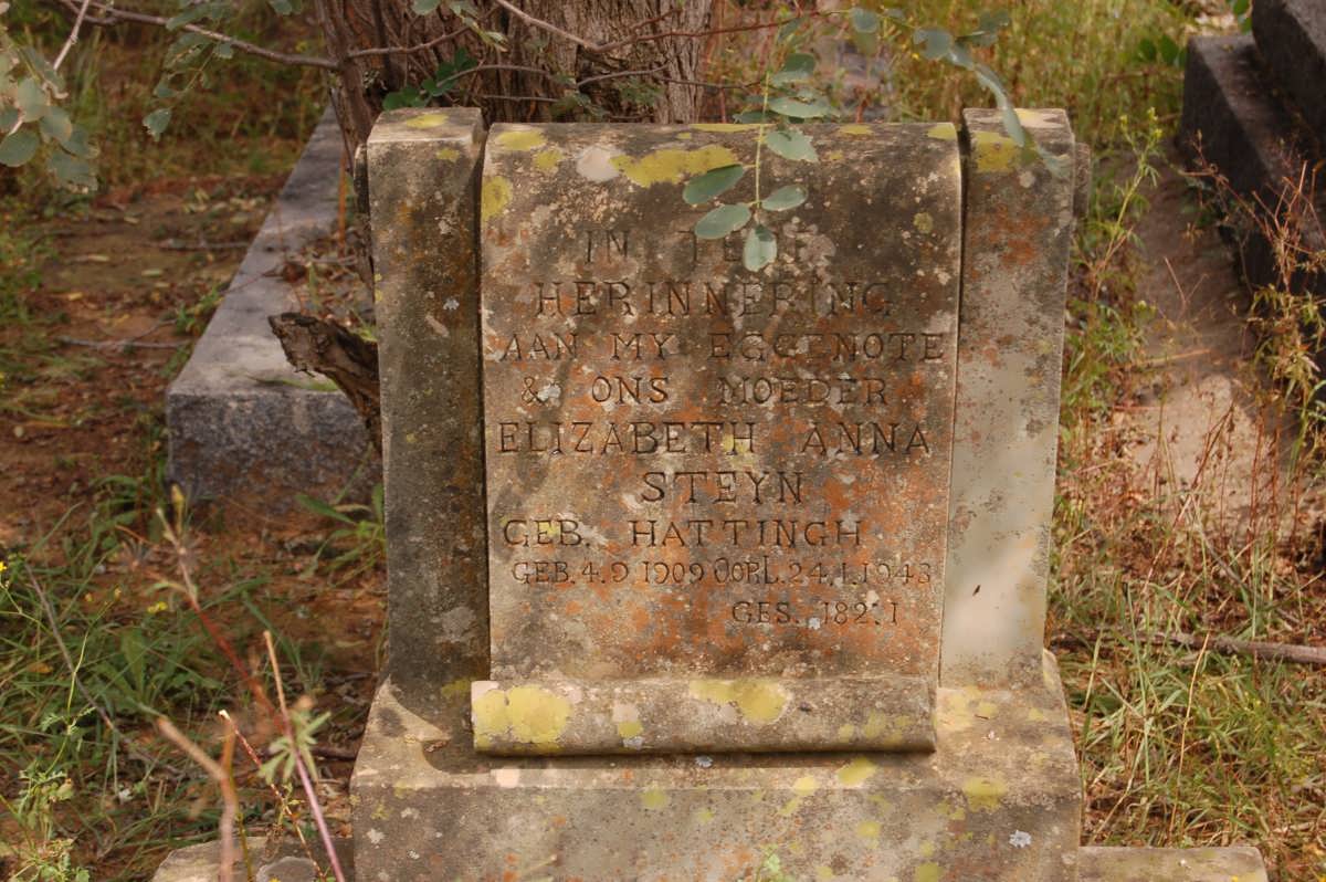 STEYN Elizabeth Anna nee HATTINGH 1909-1943
