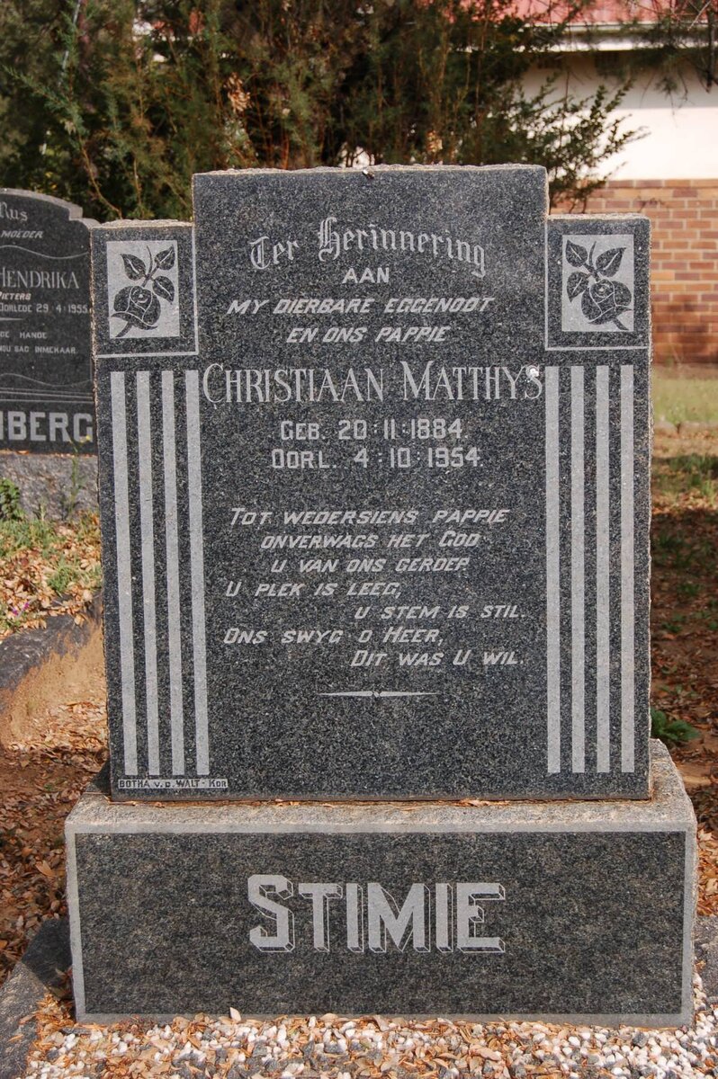 STIMIE Christiaan Matthys 1884-1954