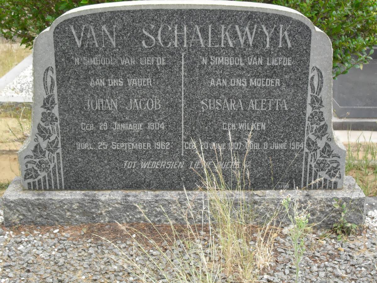 SCHALKWYK Johan Jacob, van 1904-1962 &amp; Susara Aletta WILKEN 1907-1964