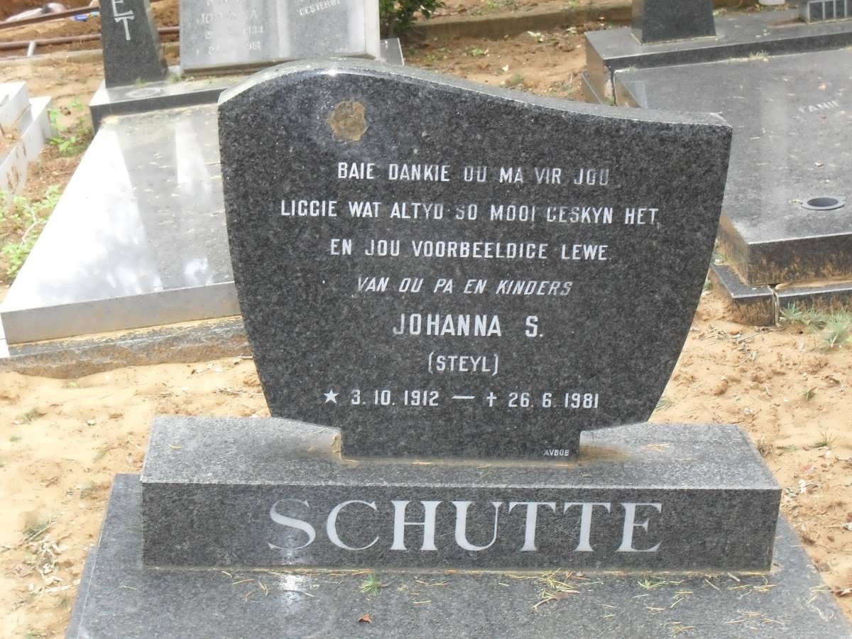 SCHUTTE Johanna S. nee STEYL 1912-1981