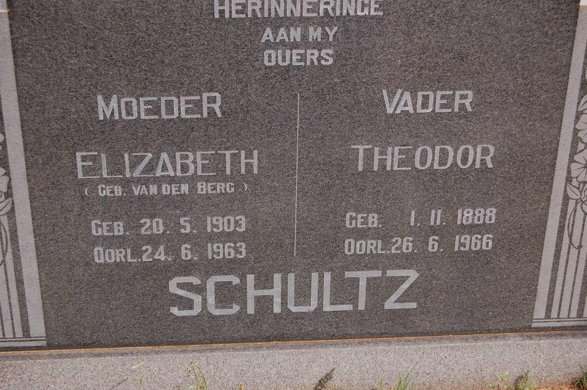 SCHULTZ Theodor 1888-1966 &amp; Elizabeth VAN DEN BERG 1903-1963