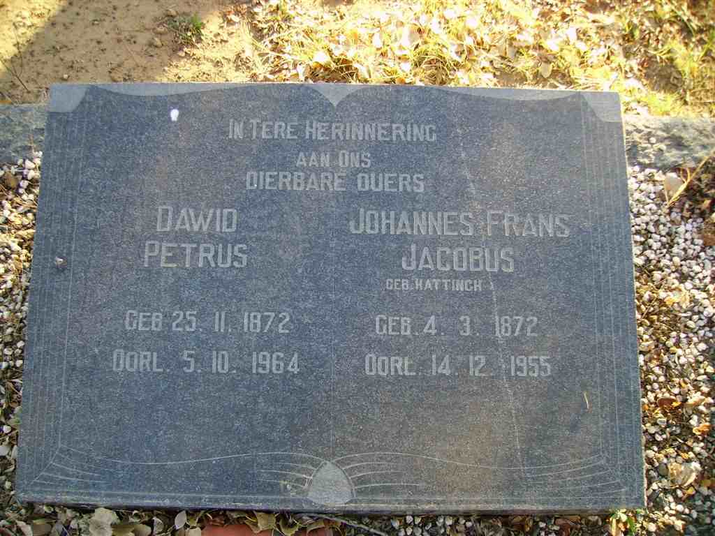 ? Dawid Petrus 1872-1964 &amp; Johannes Frans Jacobus HATTINGH 1872-1955