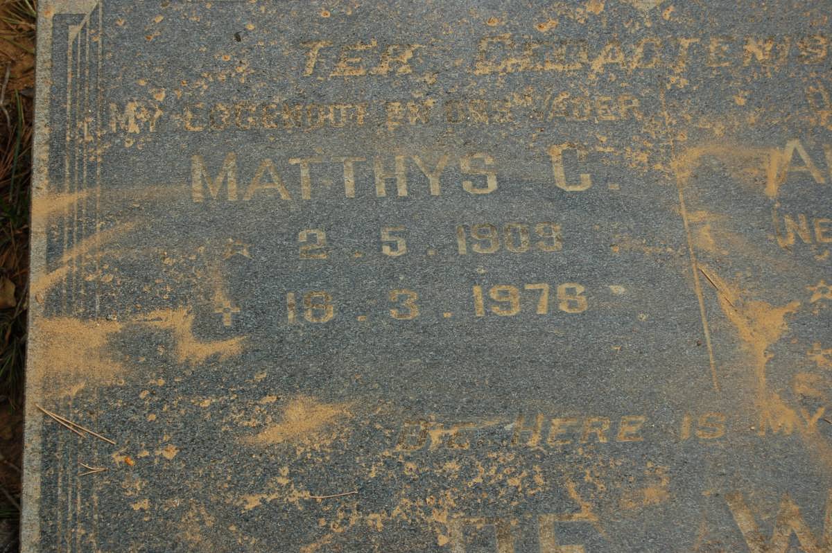 ? Matthys C. 1909-1978 &amp; Anna J. nee SERFONTEIN 1910-